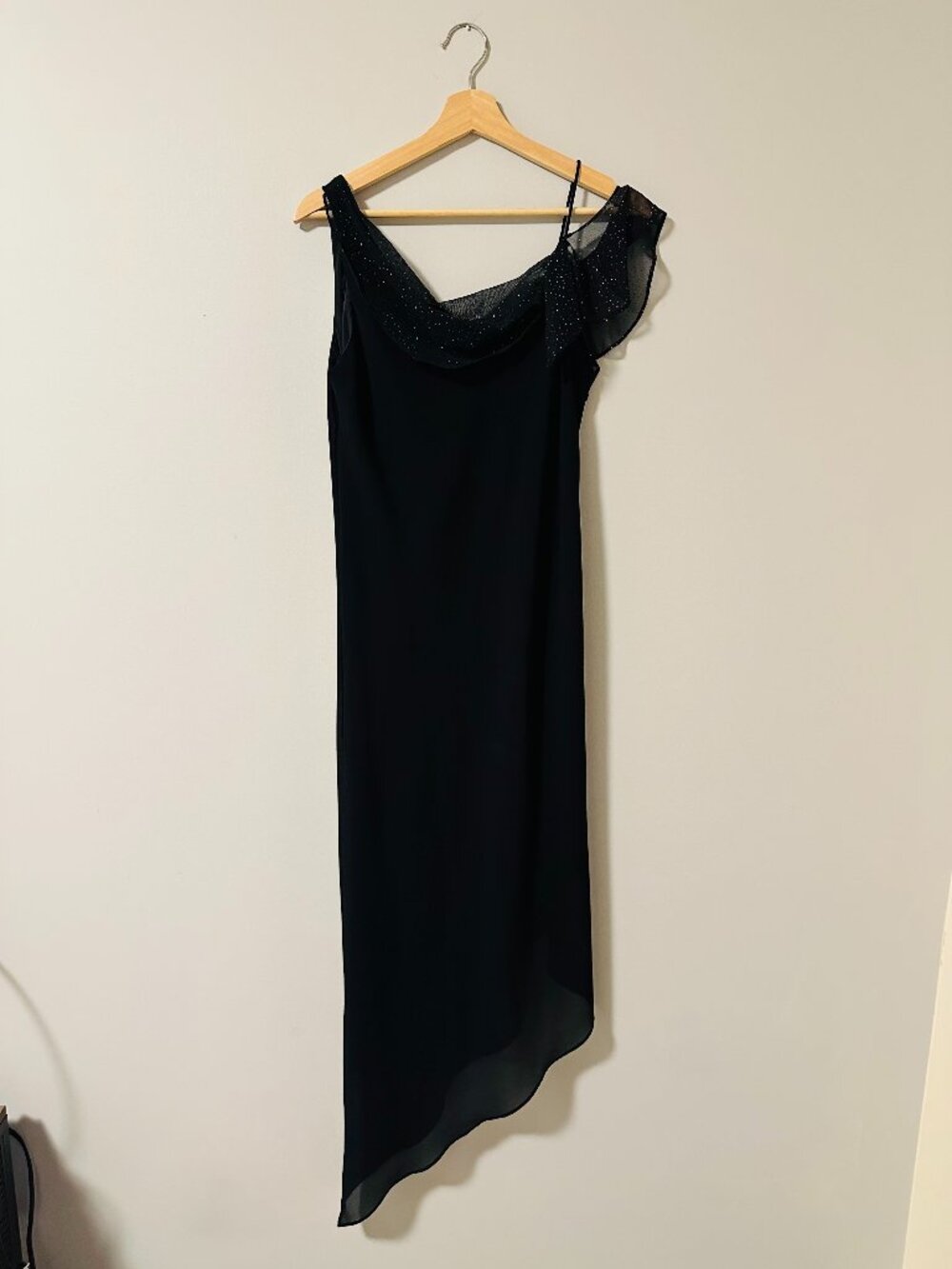Dark Blue Sparkly One-Shoulder Cocktail Dress Size 6